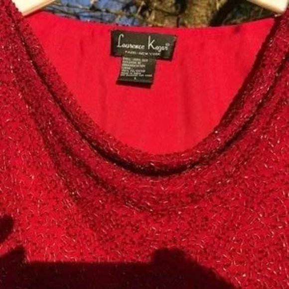 Laurence Kazar sparkly red beaded top L new with tags - Picture 3 of 5